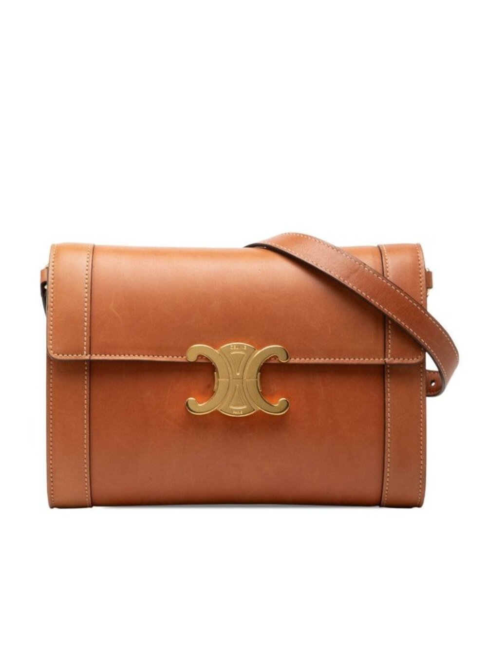Celine Triomphe Crossbody Shoulder Bag Brown Leather